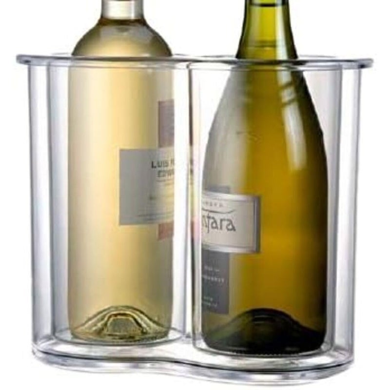 Prodyne Twin-Chill 2 Bottle Iceless Wine Cooler, Clear - Image 1